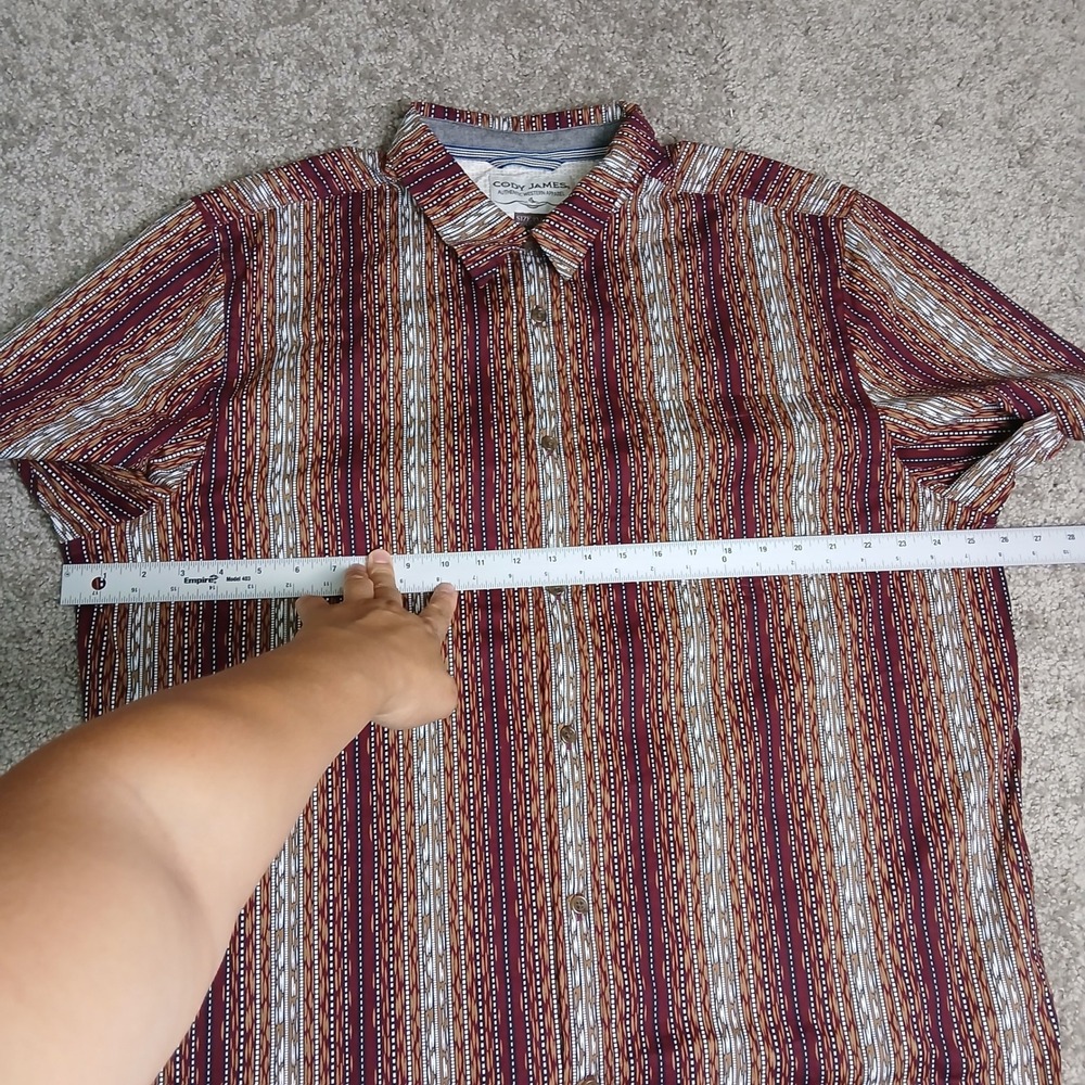 Cody James Mens 2XL Short Sleeve Western Button Down Shirt Striped Modern Fit - Picture 6 of 9